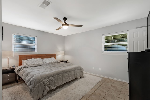 7424 Bridges Ave, Richland Hills, TX 76118 - bedroom with light tile patterned flooring and ceiling fan