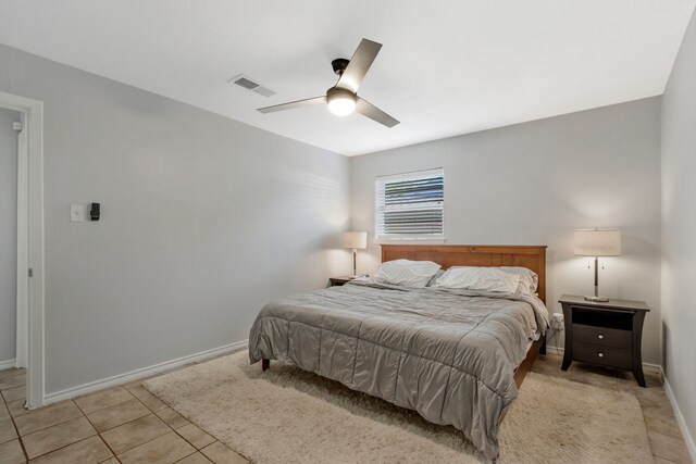 7424 Bridges Ave, Richland Hills, TX 76118 - bedroom with light tile patterned flooring and ceiling fan