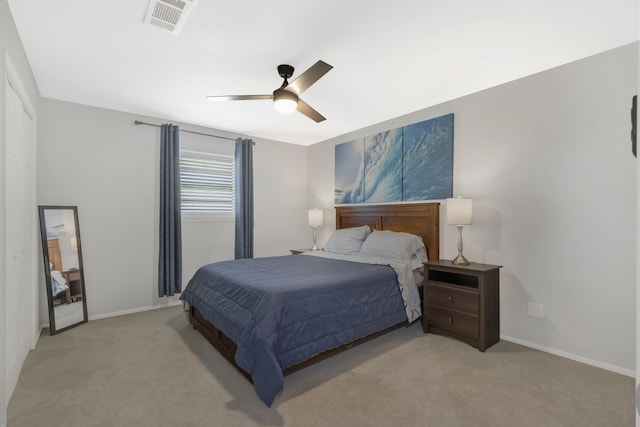 7424 Bridges Ave, Richland Hills, TX 76118 - bedroom with light colored carpet and ceiling fan