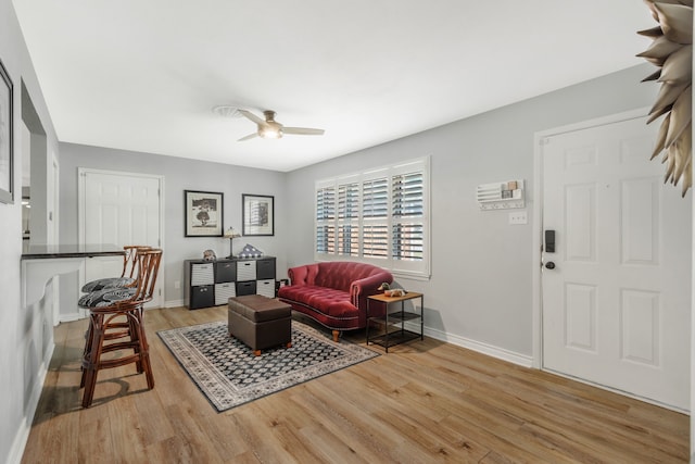 7424 Bridges Ave, Richland Hills, TX 76118 - living room featuring light wood-type flooring and a ceiling fan