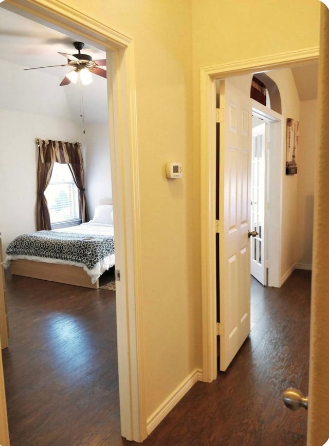 4924 Marsh Harrier Ave, Grand Prairie, TX 75052 - corridor featuring dark wood-style floors, french doors, and vaulted ceiling