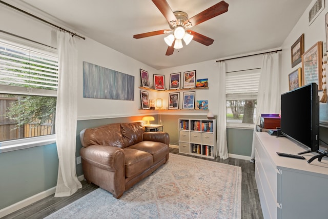 1218 Ridgeway Dr, Richardson, TX 75080 - office space featuring wood finished floors and a ceiling fan