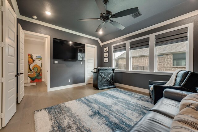 12480 Palmer Dr, Fort Worth, TX 76179 - living area with a ceiling fan and wood finished floors
