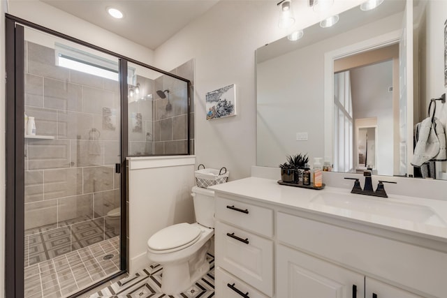 12480 Palmer Dr, Fort Worth, TX 76179 - bathroom featuring vanity, a stall shower, and tile patterned floors