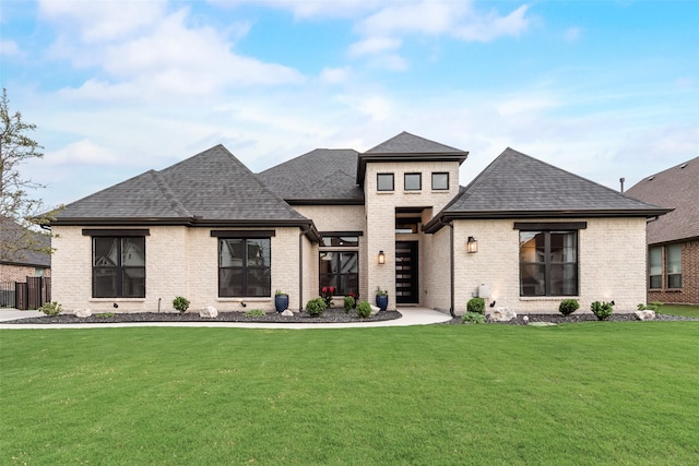 12480 Palmer Dr, Fort Worth, TX 76179 - view of front facade featuring brick siding, a front yard, and roof with shingles