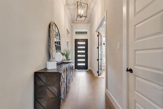 12480 Palmer Dr, Fort Worth, TX 76179 - foyer entrance with a chandelier and wood finished floors