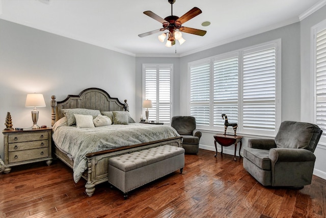 2310 Auburn Ct, Sherman, TX 75092 - bedroom with ornamental molding, dark wood-style floors, and ceiling fan