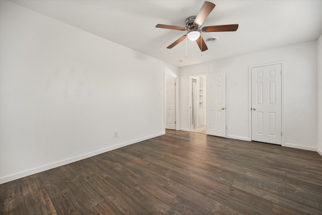 2250 Capri Dr, Fort Worth, TX 76114 - unfurnished bedroom featuring dark wood-style flooring and a ceiling fan