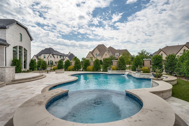 3791 Marble Hill Rd, Frisco, TX 75034 - view of pool featuring a residential view, a patio, and a pool with connected hot tub