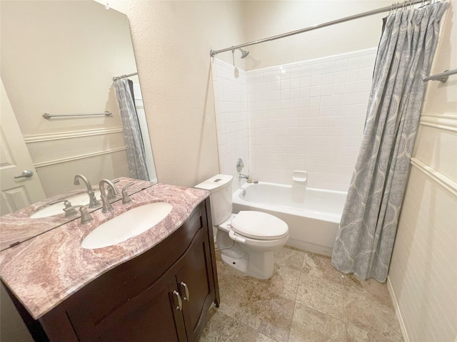 1622 Hightimber Ln, Wylie, TX 75098 - bathroom with shower / bathtub combination with curtain, vanity, and stone finish floors