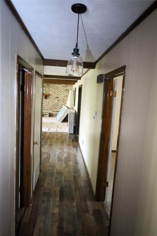 130 Golfcrest St, Rusk, TX 75785 - corridor featuring ornamental molding and dark wood finished floors
