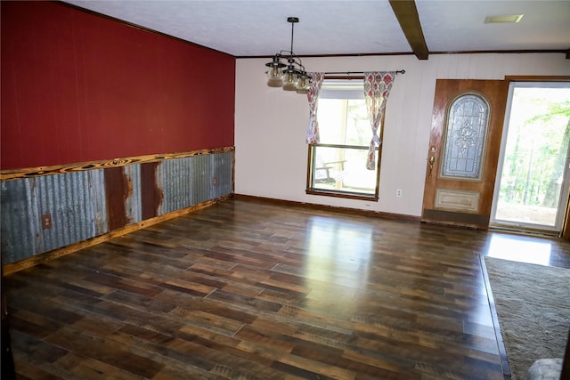130 Golfcrest St, Rusk, TX 75785 - foyer entrance with wood finished floors, plenty of natural light, and beamed ceiling