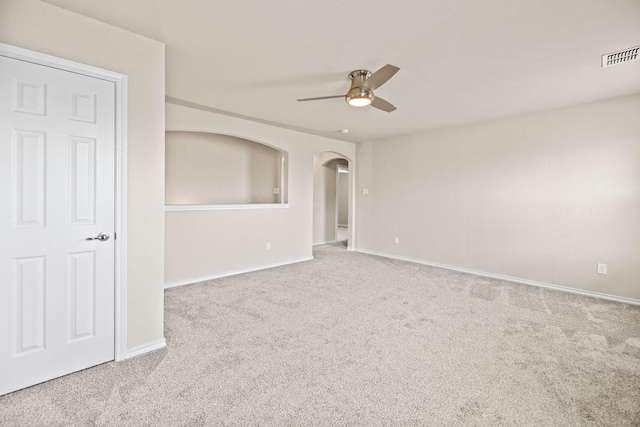 5365 Saba Dr, Fort Worth, TX 76119 - carpeted empty room with ceiling fan and arched walkways