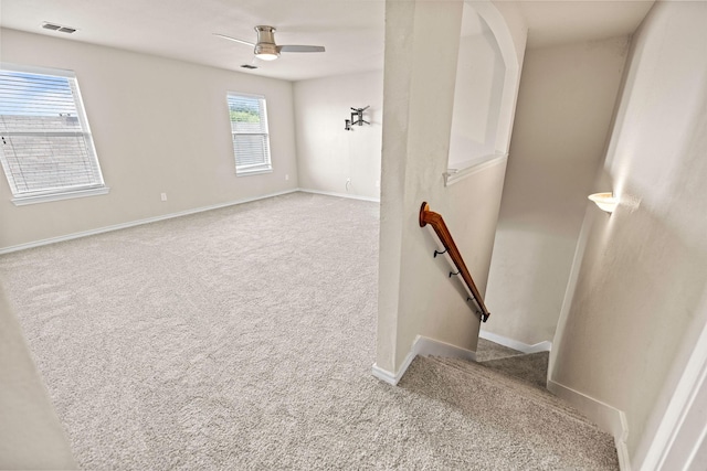 5365 Saba Dr, Fort Worth, TX 76119 - stairs with carpet and ceiling fan