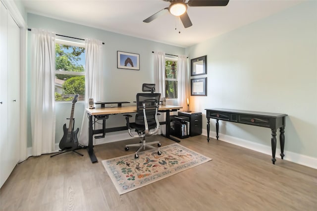 4912 Odessa Ave, Fort Worth, TX 76133 - office space with healthy amount of natural light, ceiling fan, and wood finished floors