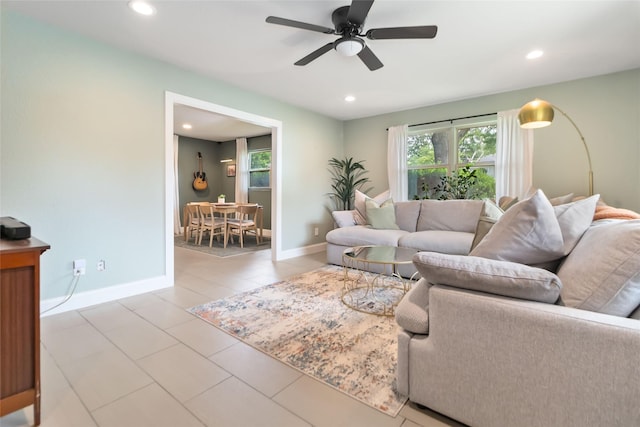 4912 Odessa Ave, Fort Worth, TX 76133 - living area featuring a ceiling fan and recessed lighting