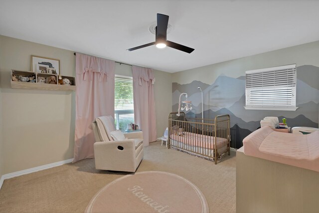6375 Lansdale Rd, Fort Worth, TX 76116 - bedroom featuring carpet floors, a nursery area, and a ceiling fan
