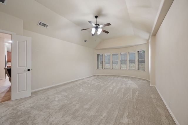 8225 Courtney Way, Watauga, TX 76148 - unfurnished room with light colored carpet, ceiling fan, and vaulted ceiling