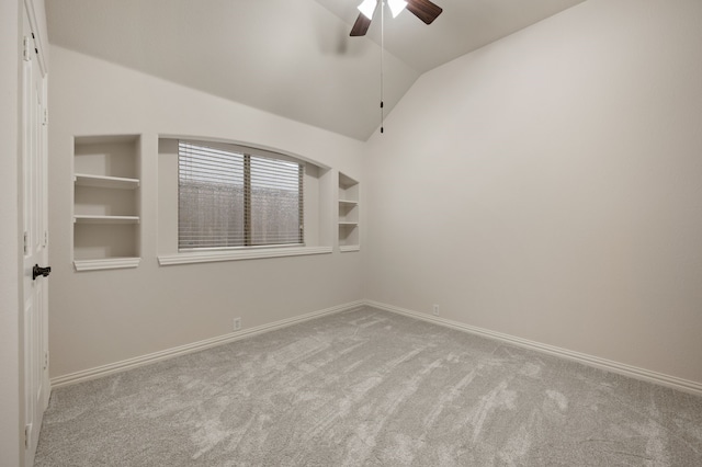 8225 Courtney Way, Watauga, TX 76148 - spare room with lofted ceiling, carpet, and a ceiling fan