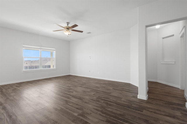 6112 Fall Creek Ln, Fort Worth, TX 76123 - unfurnished living room with ceiling fan and dark wood-type flooring