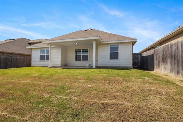 6112 Fall Creek Ln, Fort Worth, TX 76123 - back of house featuring a fenced backyard, roof with shingles, and a patio