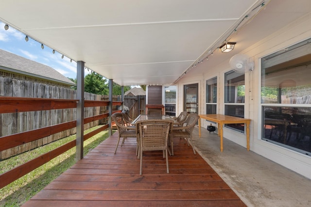 905 Austin Acre, Sulphur Springs, TX 75482 - wooden terrace with outdoor dining area