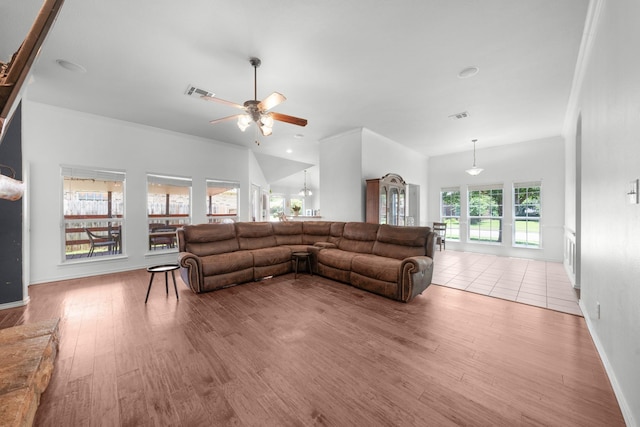 905 Austin Acre, Sulphur Springs, TX 75482 - living area featuring a ceiling fan and wood finished floors
