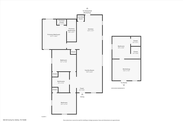 826 W Canty St, Dallas, TX 75208 - view of property floor plan