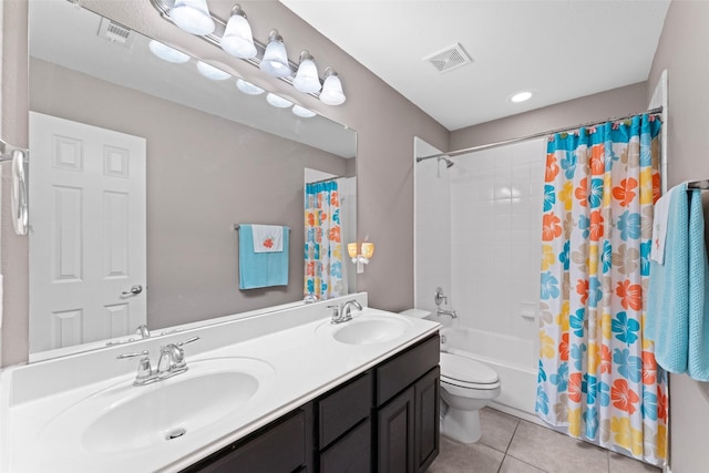 209 Willet Ct, Little Elm, TX 75068 - bathroom with tile patterned flooring, double vanity, and shower / tub combo