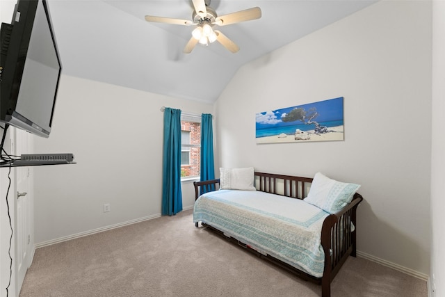 209 Willet Ct, Little Elm, TX 75068 - carpeted bedroom with vaulted ceiling and a ceiling fan