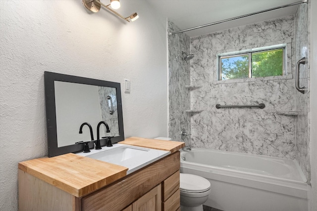 612 Elm St, Hurst, TX 76053 - bathroom featuring bathtub / shower combination, vanity, and a textured wall