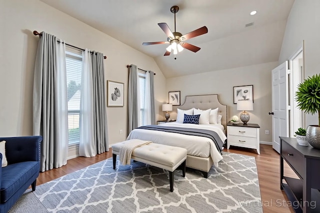 505 Glacier St, Desoto, TX 75115 - bedroom with lofted ceiling, wood finished floors, and a ceiling fan