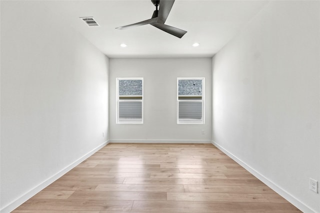 420 N Moore St, Dallas, TX 75203 - empty room featuring ceiling fan, light wood-style floors, and recessed lighting