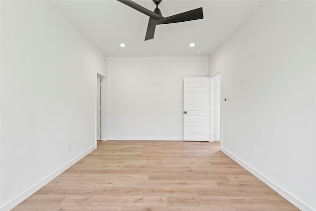 420 N Moore St, Dallas, TX 75203 - empty room featuring ceiling fan, recessed lighting, and light wood-style flooring