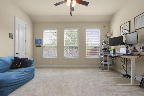1165 Breakwater Dr, Frisco, TX 75036 - office space featuring plenty of natural light, ceiling fan, light carpet, and vaulted ceiling