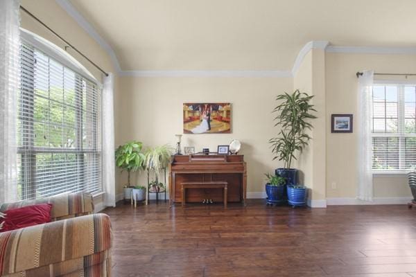 1165 Breakwater Dr, Frisco, TX 75036 - sitting room with wood finished floors and crown molding