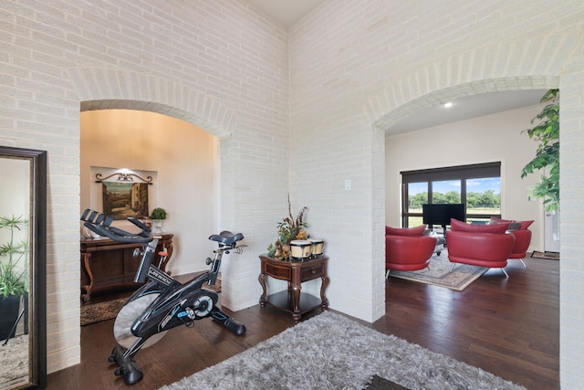 580 Vz County Road 3422, Wills Point, TX 75169 - hall with wood finished floors, arched walkways, and a towering ceiling