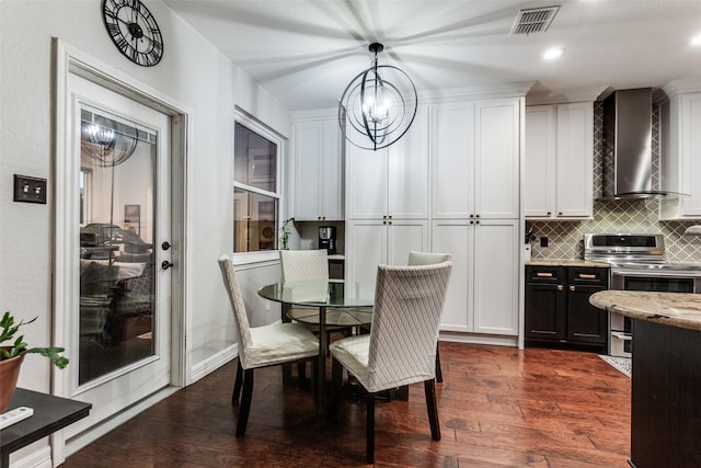 1504 Vista Bend Dr, Allen, TX 75002 - dining room with dark wood-type flooring, a chandelier, and recessed lighting
