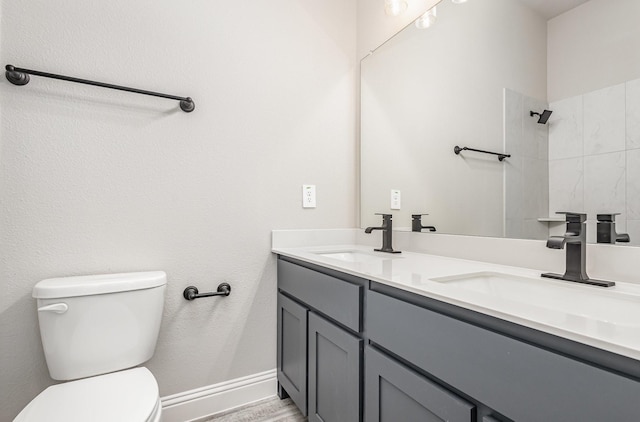 7050 Champion Rd, Midlothian, TX 76065 - full bathroom with double vanity, wood finished floors, and a tile shower