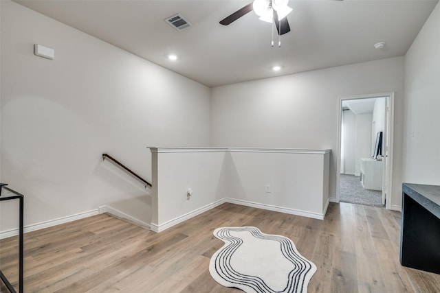 2016 Saddle Way, Mesquite, TX 75149 - empty room with a ceiling fan, light wood-style floors, recessed lighting, and a smoke detector