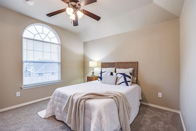 3504 Brookside Dr, Wylie, TX 75098 - carpeted bedroom featuring multiple windows, vaulted ceiling, and a ceiling fan
