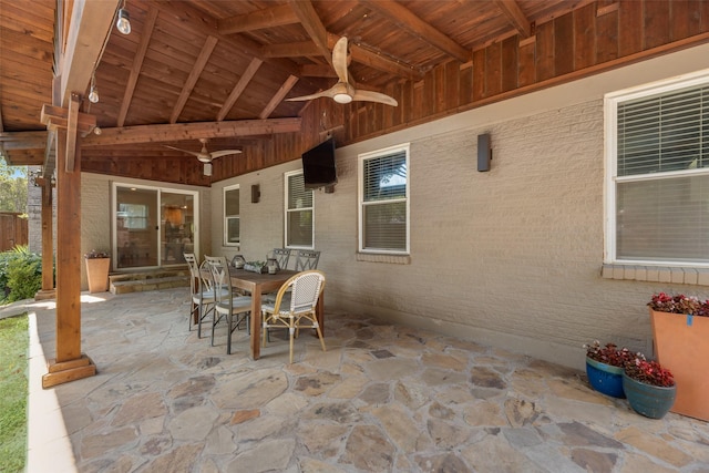 5820 Forest Ln, Dallas, TX 75230 - view of patio with a ceiling fan and outdoor dining area
