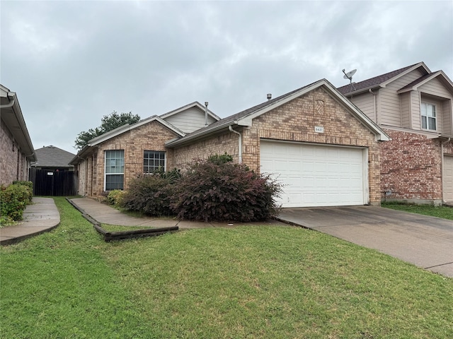 6437 Regina Dr, Fort Worth, TX 76131 - ranch-style home featuring brick siding, driveway, a garage, and a front yard