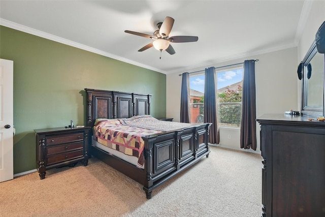 7732 Anatolian Way, Fort Worth, TX 76131 - bedroom featuring light colored carpet, ornamental molding, and a ceiling fan