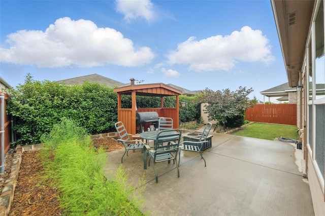 7732 Anatolian Way, Fort Worth, TX 76131 - fenced backyard with a gazebo, area for grilling, and a patio