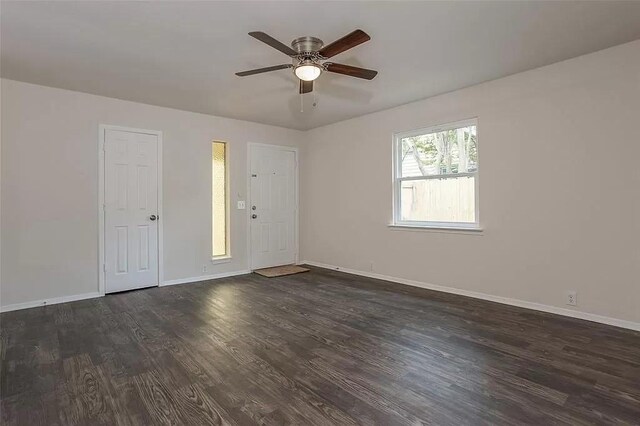 5020 Donnelly Ave Unit 5022, Fort Worth, TX 76107 - empty room with a ceiling fan and dark wood finished floors