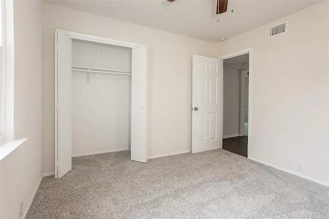 5020 Donnelly Ave Unit 5022, Fort Worth, TX 76107 - unfurnished bedroom featuring carpet floors, a closet, and a ceiling fan