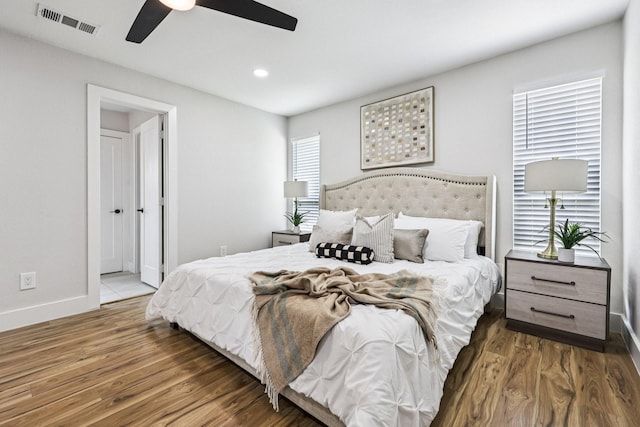 1722 Brighton Dr, Carrollton, TX 75007 - bedroom featuring wood finished floors, recessed lighting, and ceiling fan