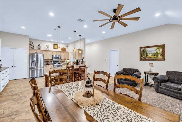 529 Cambridge Dr, Saginaw, TX 76179 - dining space featuring a ceiling fan and recessed lighting