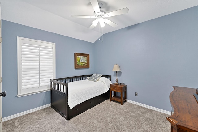 529 Cambridge Dr, Saginaw, TX 76179 - bedroom featuring carpet flooring, lofted ceiling, and a ceiling fan
